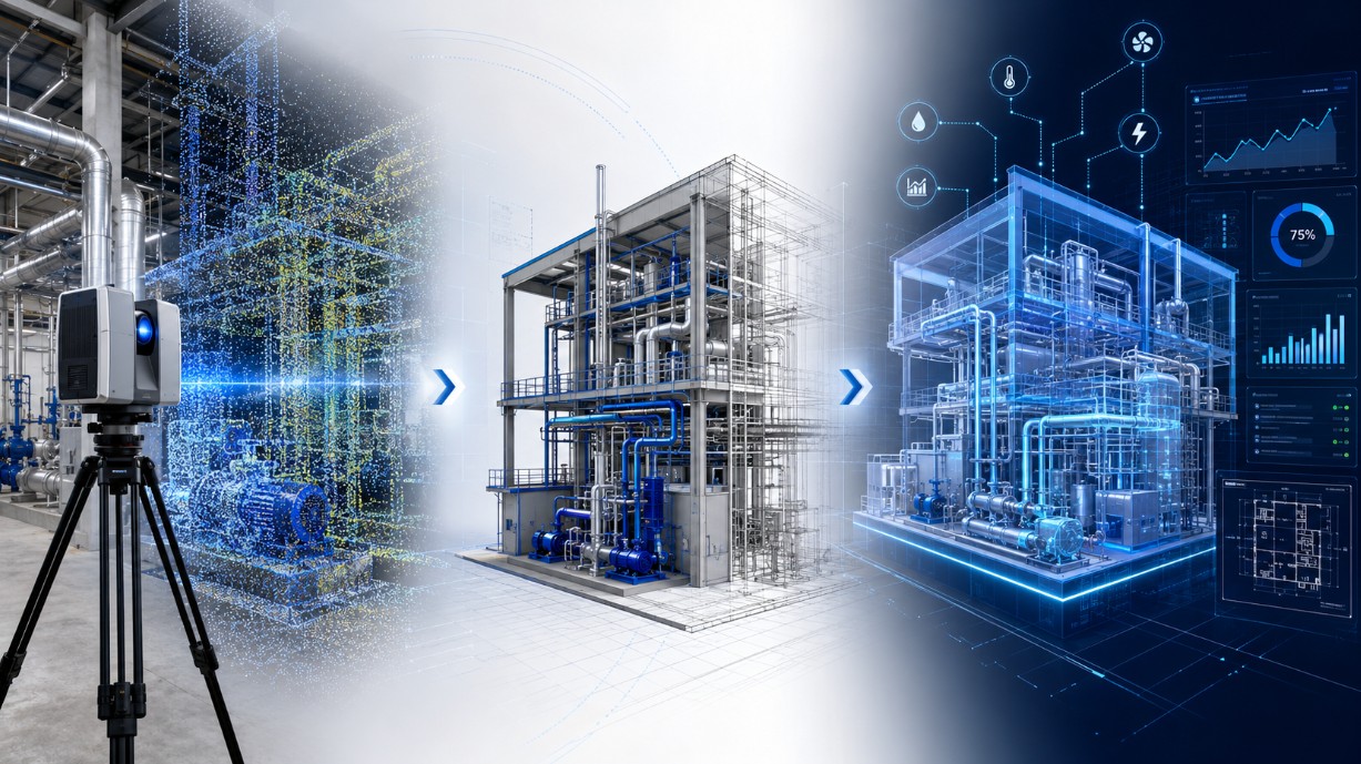 Scan-to-BIM proces od point clouda do BIM modela in digitalnega dvojčka